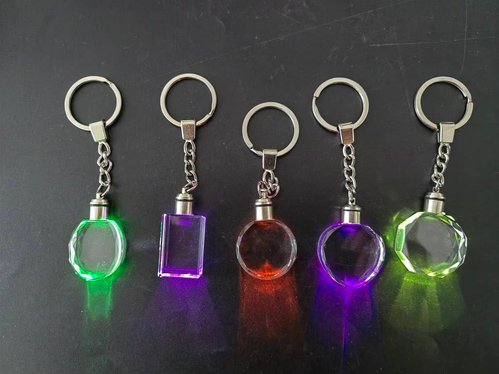3D Engraved Crystal Keychain - Octagon