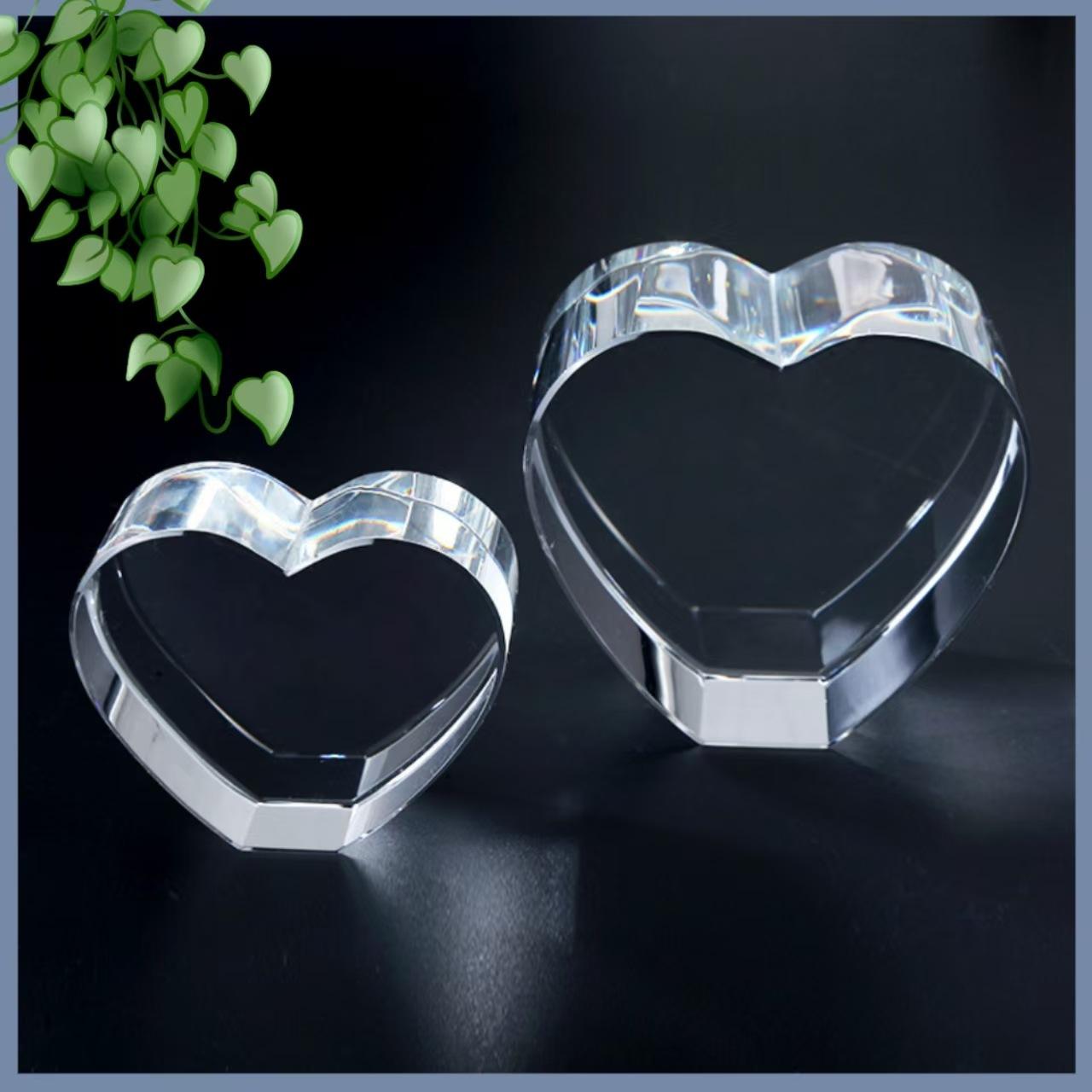 Personalized 3D Engraved Photo Crystal - Heart