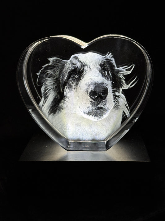 Personalized 3D Engraved Photo Crystal - Heart